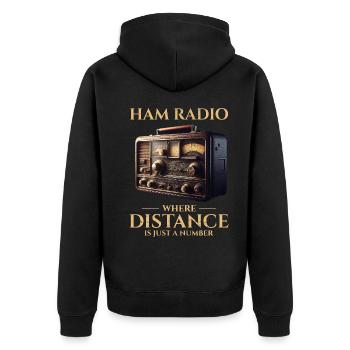 Opérateur radio amateur vintage - Veste à capuche bio Premium Unisexe - noir - Dos - Nico (187cm)