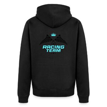 racing team - Unisex Premium Bio Zip Hoodie - Schwarz - Hinten - Nico (187cm)
