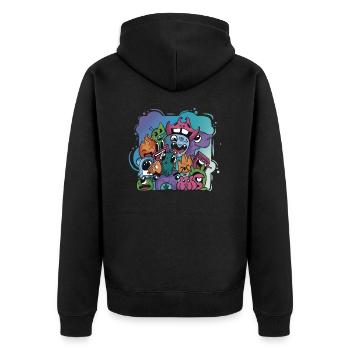 Geschenkidee Fantasy Doodle Art Zeichnen von Charakteren - Unisex Premium Bio Zip Hoodie - Schwarz - Hinten - Nico (187cm)