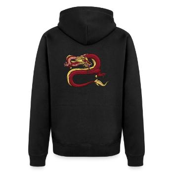 Dragon chinois rouge - Veste à capuche bio Premium Unisexe - noir - Dos - Nico (187cm)