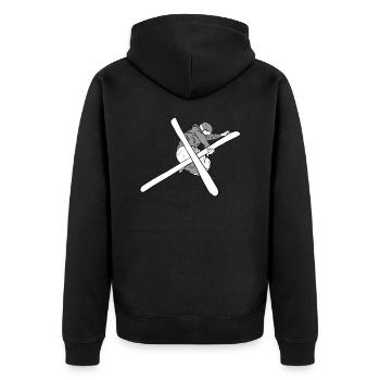 Ski Freestyle 18 - Unisex Premium Bio Zip Hoodie - Schwarz - Hinten - Nico (187cm)