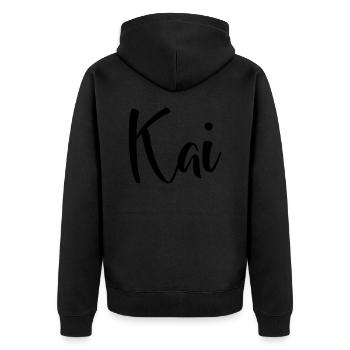 Name - Kai - Unisex Premium Bio Zip Hoodie - Schwarz - Hinten - Nico (187cm)