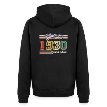 1930-Geburtstagsgeschenk. Fantastisch seit 1930 - Unisex Premium Bio Zip Hoodie - Schwarz - Hinten - Nico (187cm)