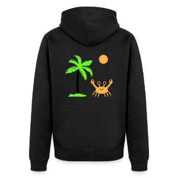 krabbe sonne palme - Unisex Premium Bio Zip Hoodie - Schwarz - Hinten - Nico (187cm)