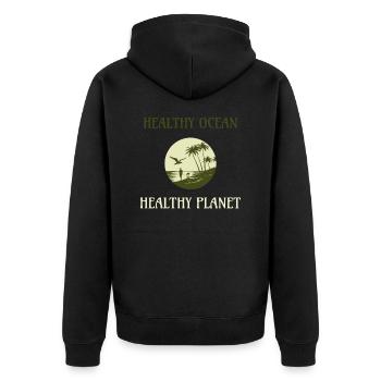 Marine Conservation - Unisex Premium Organic Zip Hoodie - black - Back - Nico (187cm)