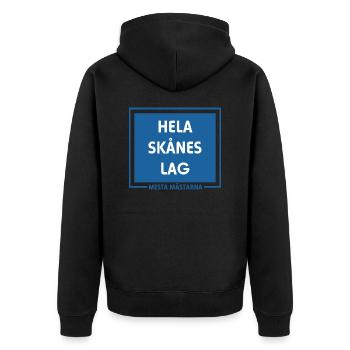 Die gesamte Mannschaft von Skåne ist größtenteils Meister Malmö - Unisex Premium Bio Zip Hoodie - Schwarz - Hinten - Nico (187cm)