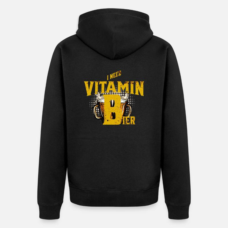 Bier I need Vitamin B - Unisex Premium Bio Zip Hoodie - Schwarz