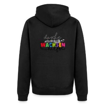 Danke für's Wachsen - Unisex Premium Bio Zip Hoodie - Schwarz - Hinten - Nico (187cm)