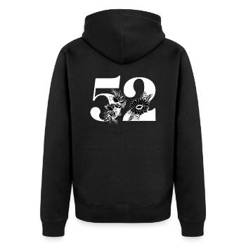 Numéro 52 floral noir - 52e anniversaire floral - Veste à capuche bio Premium Unisexe - noir - Dos - Nico (187cm)