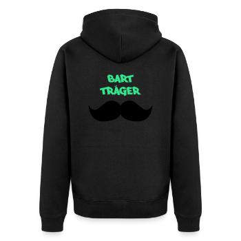 bart träger2 - Unisex Premium Bio Zip Hoodie - Schwarz - Hinten - Nico (187cm)