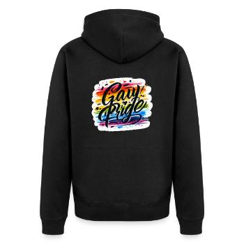 Gay Pride - LGBTQIA+ - LGBT - Veste à capuche bio Premium Unisexe - noir - Dos - Nico (187cm)