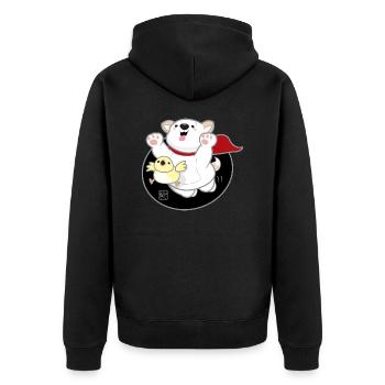 Hund koreanisch - japanischer Stil 06 - Unisex Premium Bio Zip Hoodie - Schwarz - Hinten - Nico (187cm)