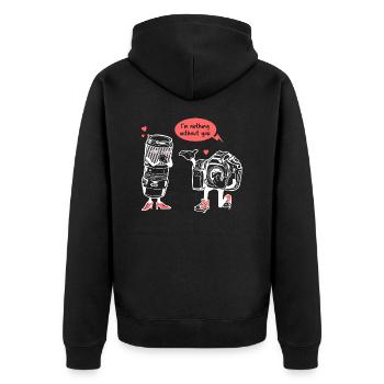 Fotograf Kamera Objektiv Spruch - Unisex Premium Bio Zip Hoodie - Schwarz - Hinten - Nico (187cm)