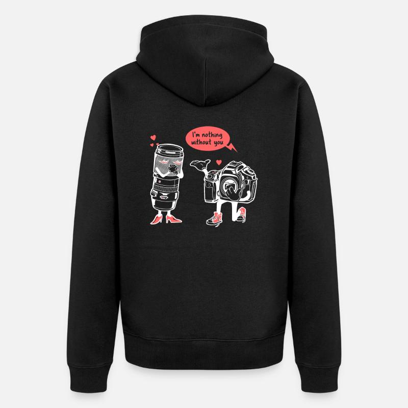 Fotograf Kamera Objektiv Spruch - Unisex Premium Bio Zip Hoodie - Schwarz