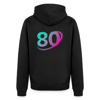 Number 80 multicolor - Unisex Premium Organic Zip Hoodie - black - Back - Nico (187cm)