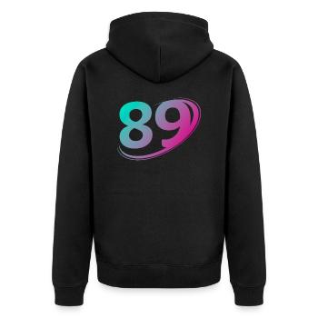 Number 89 multicolor - Unisex Premium Organic Zip Hoodie - black - Back - Nico (187cm)