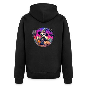 Mr. Bone Spooky Halloween 4 - Unisex Premium Organic Zip Hoodie - black - Back - Nico (187cm)