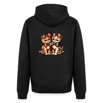 Adorable Bow-Tied Kittens - Unisex Premium Organic Zip Hoodie - black - Back - Nico (187cm)