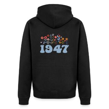 1947 Floral Pattern 1947 Floral Theme Flowers 1947 - Unisex Premium Organic Zip Hoodie - black - Back - Nico (187cm)