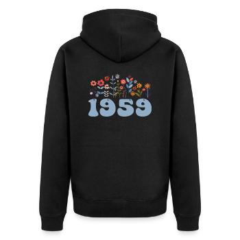 1959 Floral Pattern 1959 Floral Theme Flowers 1959 - Unisex Premium Organic Zip Hoodie - black - Back - Nico (187cm)