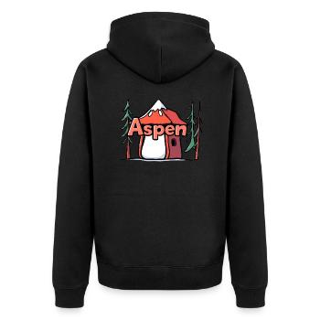 Aspen USA Geschenk - Unisex Premium Bio Zip Hoodie - Schwarz - Hinten - Nico (187cm)