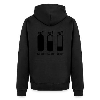 Tauchen - Unisex Premium Bio Zip Hoodie - Schwarz - Hinten - Nico (187cm)