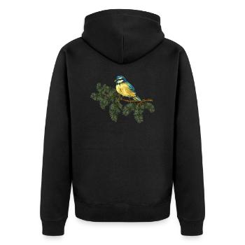 Bunter Vogel - Unisex Premium Bio Zip Hoodie - Schwarz - Hinten - Nico (187cm)