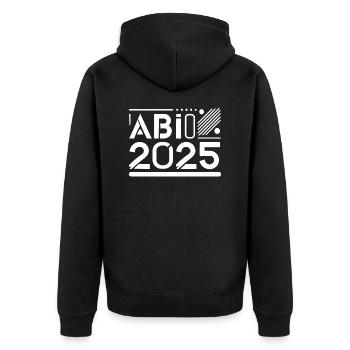 Abi 2025 - Unisex Premium Organic Zip Hoodie - black - Back - Nico (187cm)