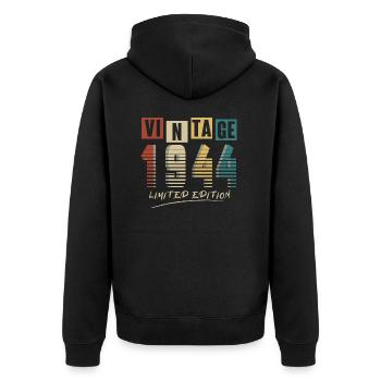 1944 Vintage 1944 né en 1944 anniversaire. Année 2 - Veste à capuche bio Premium Unisexe - noir - Dos - Nico (187cm)