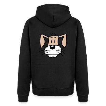 Dog Face Small Happy Puppy Pet - Unisex Premium Organic Zip Hoodie - black - Back - Nico (187cm)