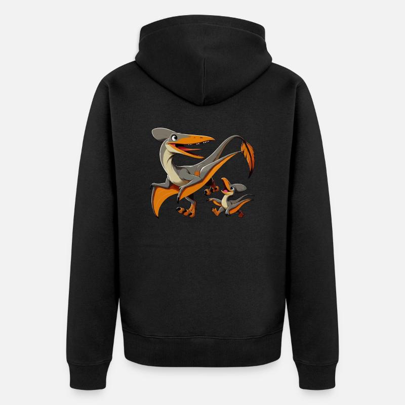 Pteranodon Mutter und Kind - Unisex Premium Bio Zip Hoodie - Schwarz