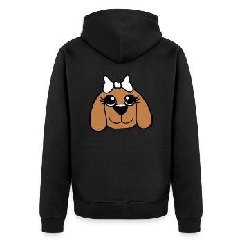 Dog Face Girl Cute Bow Female Woman - Unisex Premium Organic Zip Hoodie - black - Back - Nico (187cm)