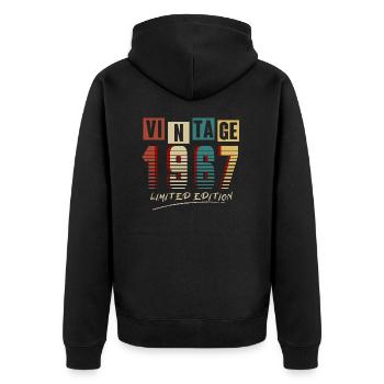 Vintage 1967: Limited Edition - 58th Anniversary. - Unisex Premium Organic Zip Hoodie - black - Back - Nico (187cm)