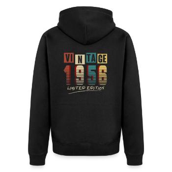 Vintage 1956: Limited Edition - 69th Anniversary. - Unisex Premium Organic Zip Hoodie - black - Back - Nico (187cm)