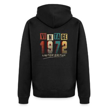 Vintage 1972: Limited Edition - 53rd Anniversary. - Unisex Premium Organic Zip Hoodie - black - Back - Nico (187cm)