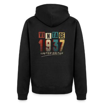 Vintage 1937: Limited Edition - 88th Anniversary. - Unisex Premium Organic Zip Hoodie - black - Back - Nico (187cm)