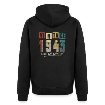 1943 Vintage 1943 Born in 1943 Birthday. Year 2 - Unisex Premium Organic Zip Hoodie - black - Back - Nico (187cm)
