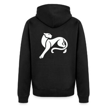 panther - Unisex Premium Bio Zip Hoodie - Schwarz - Hinten - Nico (187cm)