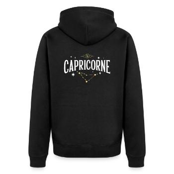Signe astro capricorne - Veste à capuche bio Premium Unisexe - noir - Dos - Nico (187cm)