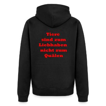 Tiere sind zum Liebhaben da in rot - Unisex Premium Bio Zip Hoodie - Schwarz - Hinten - Nico (187cm)