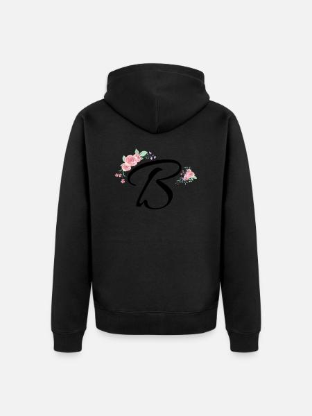 Letter b flowers - Unisex Premium Organic Zip Hoodie - black