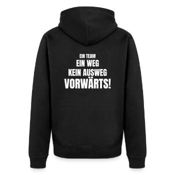 Ein Team, kein Weg, kein Ausweg, Vorwärts! - Unisex Premium Bio Zip Hoodie - Schwarz - Hinten - Nico (187cm)