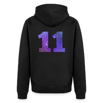 Galaxie Nummer 11 - Unisex Premium Bio Zip Hoodie - Schwarz - Hinten - Nico (187cm)