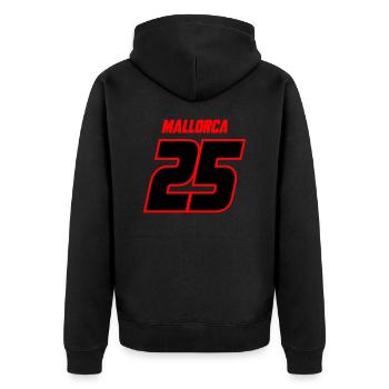 Mallorca 25 Trikot - Unisex Premium Bio Zip Hoodie - Schwarz - Hinten - Nico (187cm)