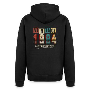 Vintage 1984: Limited Edition - 41st Anniversary. - Unisex Premium Organic Zip Hoodie - black - Back - Nico (187cm)