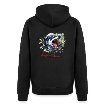 Wolfsbeere – Atropa belladonna - Unisex Premium Bio Zip Hoodie - Schwarz - Hinten - Nico (187cm)