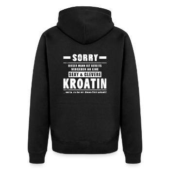 Mann Vergeben - Kroatin Kroate Kroatien - Unisex Premium Bio Zip Hoodie - Schwarz - Hinten - Nico (187cm)