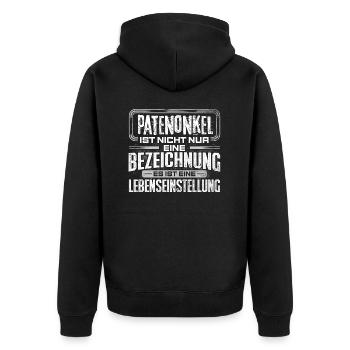 PATENONKEL - Leben - Unisex Premium Bio Zip Hoodie - Schwarz - Hinten - Nico (187cm)