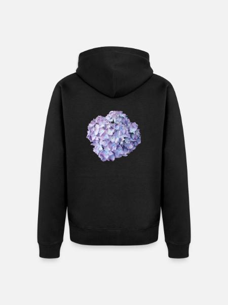Hortensie lila Sommer - Unisex Premium Bio Zip Hoodie - Schwarz