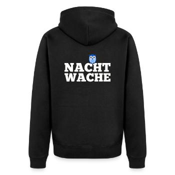 Nachtwache - Unisex Premium Bio Zip Hoodie - Schwarz - Hinten - Nico (187cm)